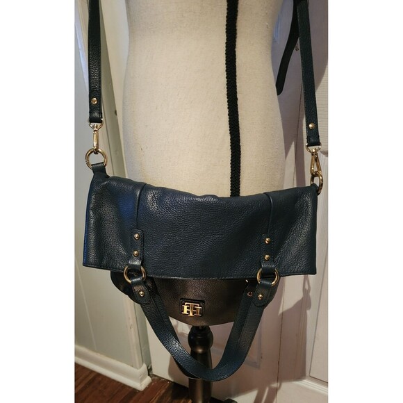 Classic TOMMY HILFIGER Black Large 3-way LEATHER Crossbody ShoulderBag Purse EuC - Picture 8 of 13